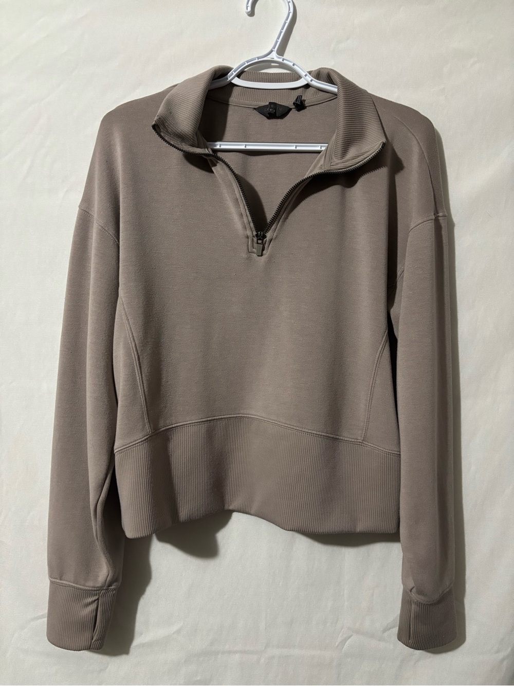 Danskin Half-Zip L Crewneck Sweater Athletic Cozy Thumbhole Cuffs